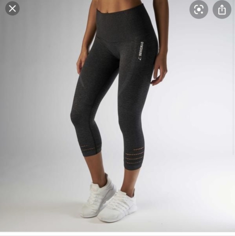 GYMSHARK Seamless Cropped Leggings Small Gray